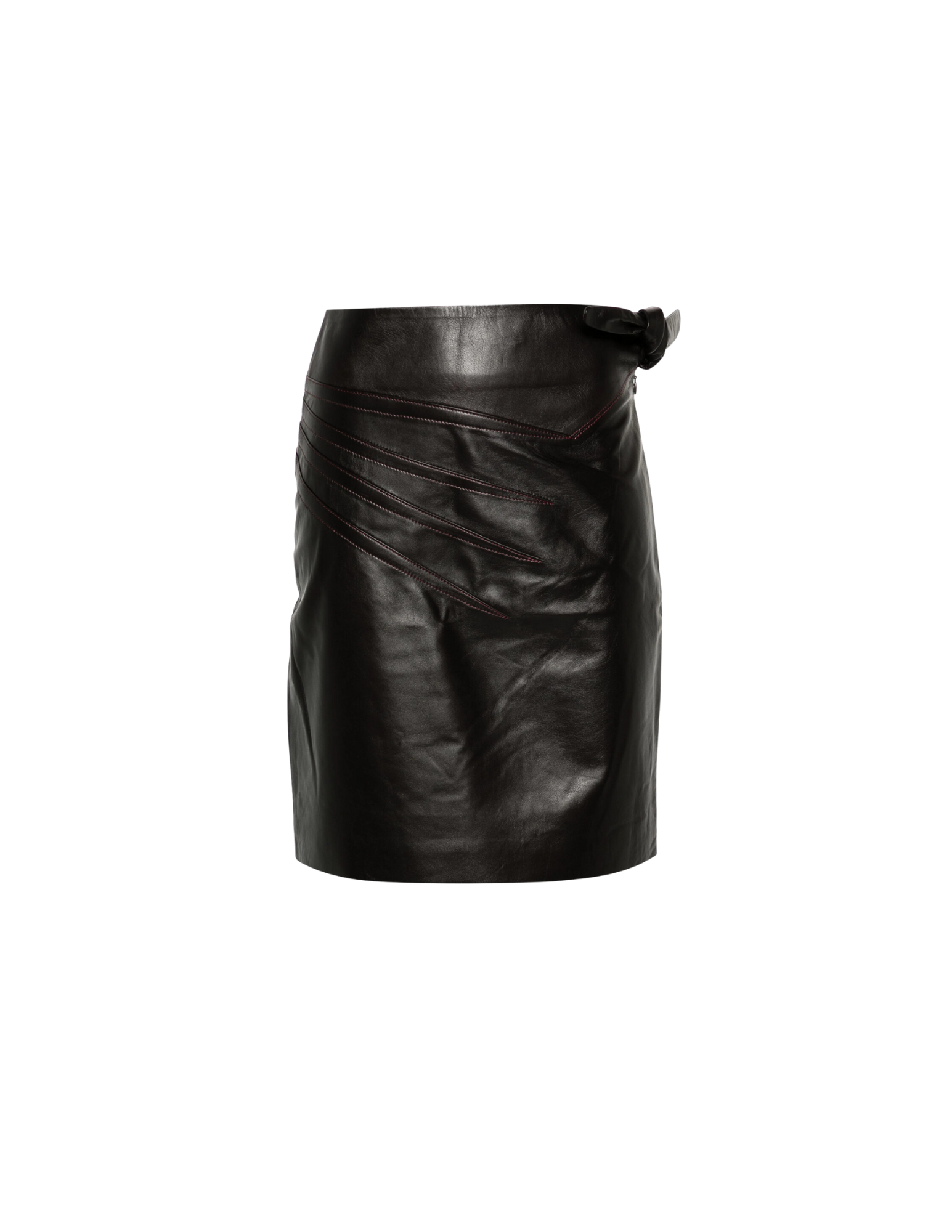 Cutline Leather Skirt