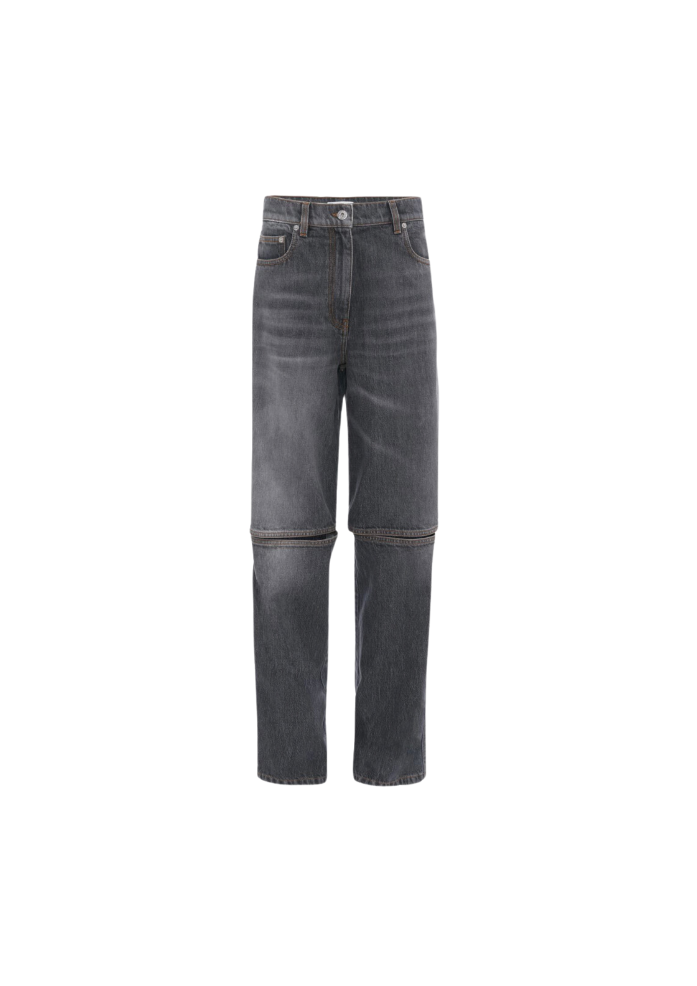 Cut Out Knee Bootcut Jeans Grey