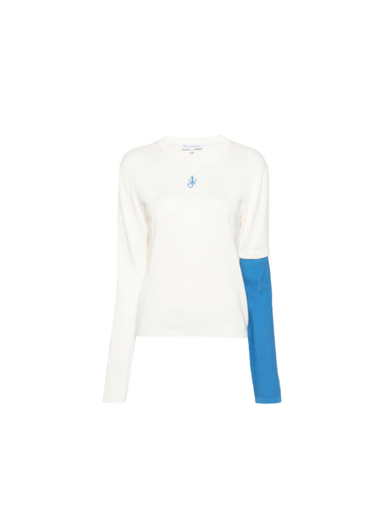 Contrast Sleeve Jumper White