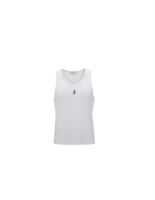 Anchor Embroidery Tank Top White